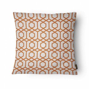 Capa para Almofada Elegance 43x43cm - Belchior - Bege e Laranja/ Geométrico