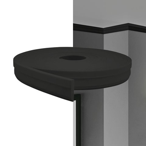 Rodateto Flexível de Eva Autocolante 5cm Preto Fosco RT34 5 Metros