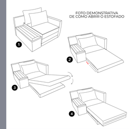 Poltrona Cama | com Tampo Esquerdo | Tecido Linho Deva | Medida 108cm | Deva 04 - 5