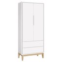 Ver imagem 4 de Berço Americano e Guarda Roupa Classic 2 Portas Branco com Pés Madeira Natural ? Reller