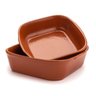 Kit 2 travessa cerâmica refratária porcelana marrom quadrada - 1