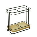 Ver imagem 1 de PORTA TALHERES METAL WOOD RACK PRETO 17x9x16cm