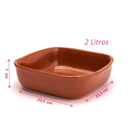 Travessa cerâmica refratária de porcelana marrom 2 litros - 4