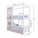 Ver imagem 3 de Beliche Casinha Reta 02 Janelas e 02 Gavetas Rosa Madeira Maciça Branco/ Rosa Housin