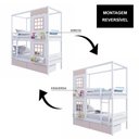 Ver imagem 5 de Beliche Casinha Reta 02 Janelas e 02 Gavetas Rosa Madeira Maciça Branco/ Rosa Housin