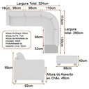 Ver imagem 4 de Sofá de Canto Modulado 324cm - 260cm 5 Lugares These Linho Bege - Sallar Home