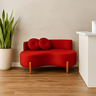 Sofá Decorativo Curvo Orgânico Living Veludo Vermelho - Montanaris Decor - 2