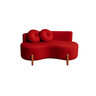 Sofá Decorativo Curvo Orgânico Living Veludo Vermelho - Montanaris Decor - 1