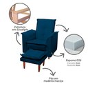 Ver imagem 4 de Poltrona Decorativa Luna para Sala de Estar D26 Veludo Azul Marinho Pés Palito Tana Decor Newbelle D