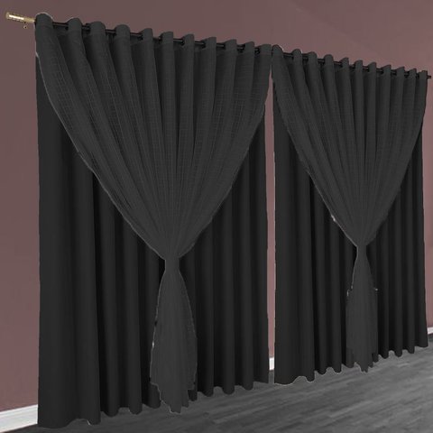 cortina blackout para quarto sala 5,50 x 2,60 Miami preto