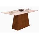 Ver imagem 2 de Conjunto: Mesa de Cozinha Dulce Tampo Madeirado C/ Vidro Reto 180x90cm e 6 Cadeiras Talia Freijo/off