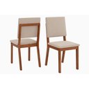 Ver imagem 3 de Conjunto: Mesa de Cozinha Dulce Tampo Madeirado C/ Vidro Reto 180x90cm e 6 Cadeiras Talia Freijo/off