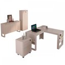 Ver imagem 2 de Conjunto Home Office 4 Peças 1 Mesa, 1 Gaveteiro e 2 Armários para Escritório Stanford 6 Branco - Pn