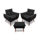 Ver imagem 1 de Kit 02 Poltrona Opala Decorativa + 01 Puff Opala Suede