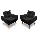 Ver imagem 4 de Kit 02 Poltrona Opala Decorativa + 01 Puff Opala Suede