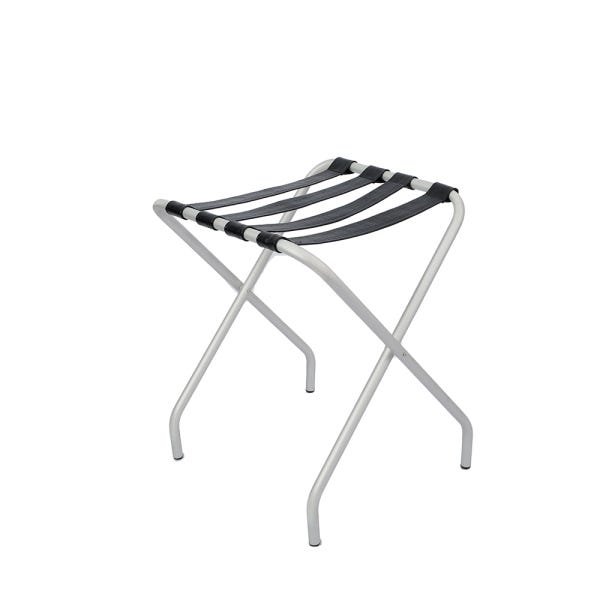 Suporte Para Mala Anodização Fosco Tira Em Couro Preto Sem Encosto - 59X52X52 Cm - 2