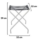 Ver imagem 5 de Suporte Para Mala Anodização Fosco Tira Em Couro Preto Sem Encosto - 59X52X52 Cm