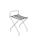 Ver imagem 2 de Suporte Para Mala Anodização Fosco Tira Em Couro Café Com Encosto - 74X52X52 Cm