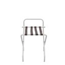 Ver imagem 1 de Suporte Para Mala Anodização Fosco Tira Em Couro Café Com Encosto - 74X52X52 Cm