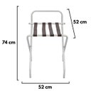 Ver imagem 5 de Suporte Para Mala Anodização Fosco Tira Em Couro Café Com Encosto - 74X52X52 Cm