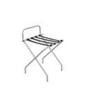 Ver imagem 2 de Suporte Para Mala Anodização Fosco Tira Em Couro Cinza Com Encosto - 74X52X52 Cm