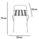 Ver imagem 5 de Suporte Para Mala Anodização Fosco Tira Em Couro Cinza Com Encosto - 74X52X52 Cm