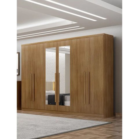 Guarda Roupa Casal Bellagio 6 Portas e 6 Gavetas com Espelho Novo Horizonte
