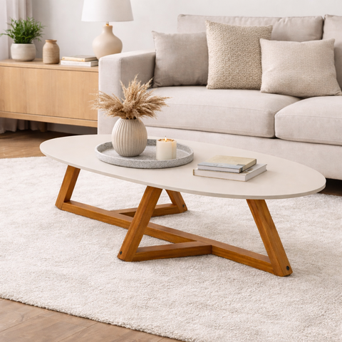 Mesa de Centro Classic Natural Moderno Decorativa Design Moderno:off White