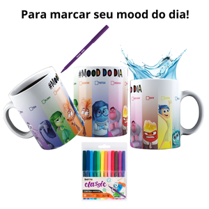 Caneca Divertidamente 2 Mood do Dia + Canetinhas
