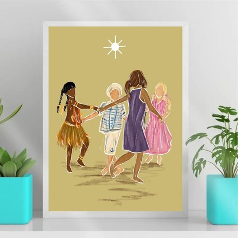 Quadro Decorativo Ibejis 24x18cm - com vidro:Madeira preta