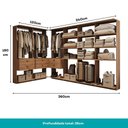 Ver imagem 6 de Guarda-Roupas Closet Modulado Alasca 360cm 6 Peças com 6 Gavetas e Cabideiros Freijó Carraro