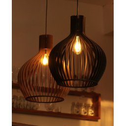 Luminária Teto tipo Pendente em MDF - Completa - Cor: Preta - 5
