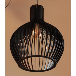 Luminária Teto tipo Pendente em MDF - Completa - Cor: Preta - 1