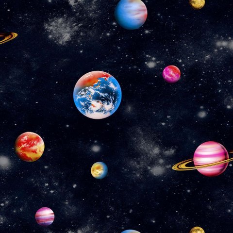 Papel de Parede Infantil Planetas Coloridos no Espaço Fantasy A381304