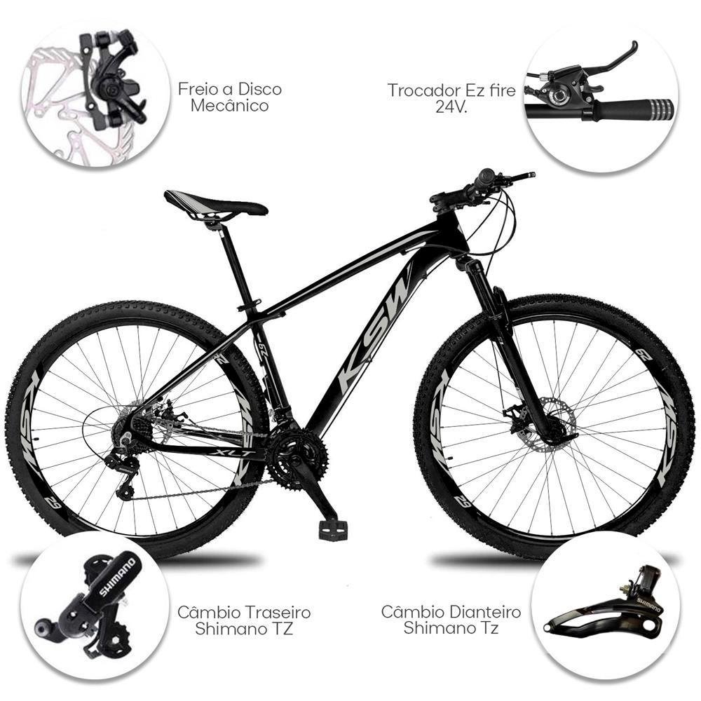 Bicicleta Xlt Ksw 24V Câmbios Shimano Aro 29 MTB 32r 21" Preto/Cinza - 237 - 2