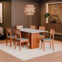 Ver imagem 2 de Kit Mesa Jantar Mesa Santiago 160cm Vidro 6 Lugares Cadeiras Boucle Cinamomo Branco Grafite Loja