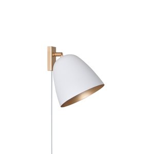 LUMINÁRIA ARANDELA COM TOMADA LUNA 1LAMP E27 BRANCO/GOLD - 3125/AR BR/GLD