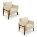 Ver imagem 1 de Kit 02 Poltronas Lana Linho Bege A19 Base de Madeira - D’Rossi