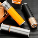 Ver imagem 3 de Tubo Porta Charuto Case Viagem Aço Inoxidável Tampa com Higrômetro - Amarelo Cigarol Tubo Porta Char