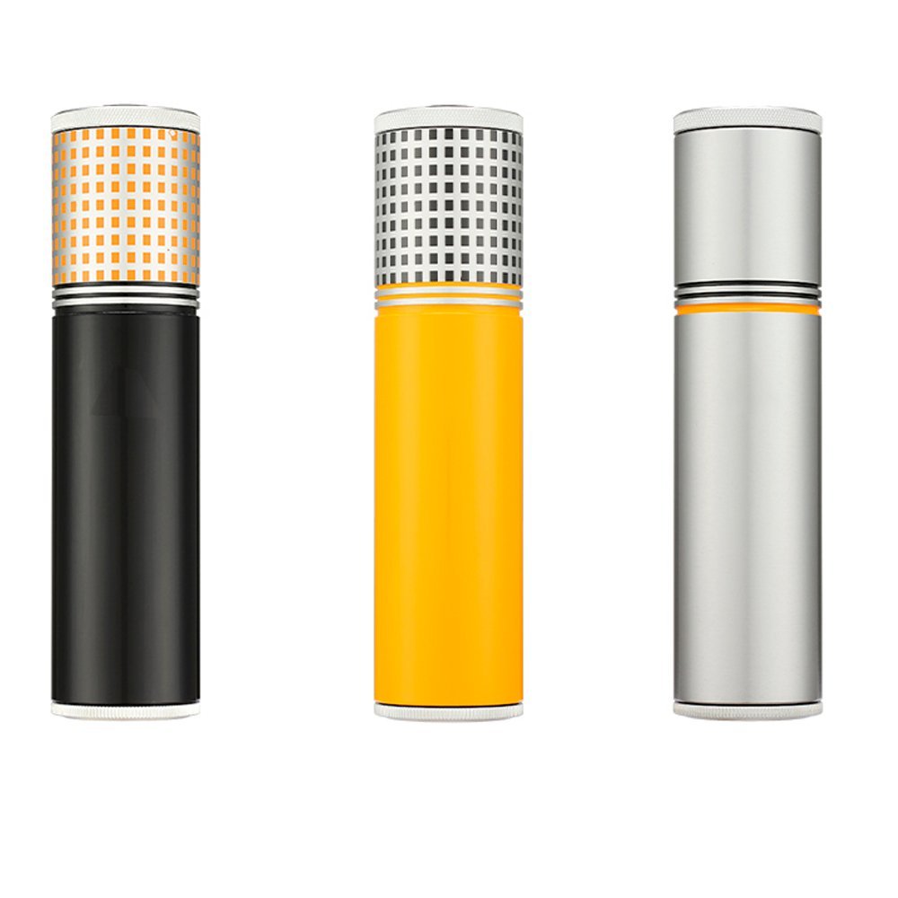 Tubo Porta Charuto Case Viagem Aço Inoxidável Tampa com Higrômetro - Amarelo Cigarol Tubo Porta Char - 8