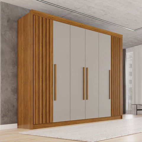 Guarda-Roupa Casal 100% MDF 6 Portas 6 Gavetas Granada Premium Marrom/Cinamomo/Off-White