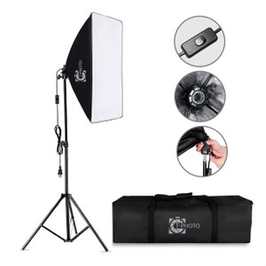 Kit Luz Contínua Softbox Soquete E27 50X70 C/ Tripé T-Photo U UNICA UNICA