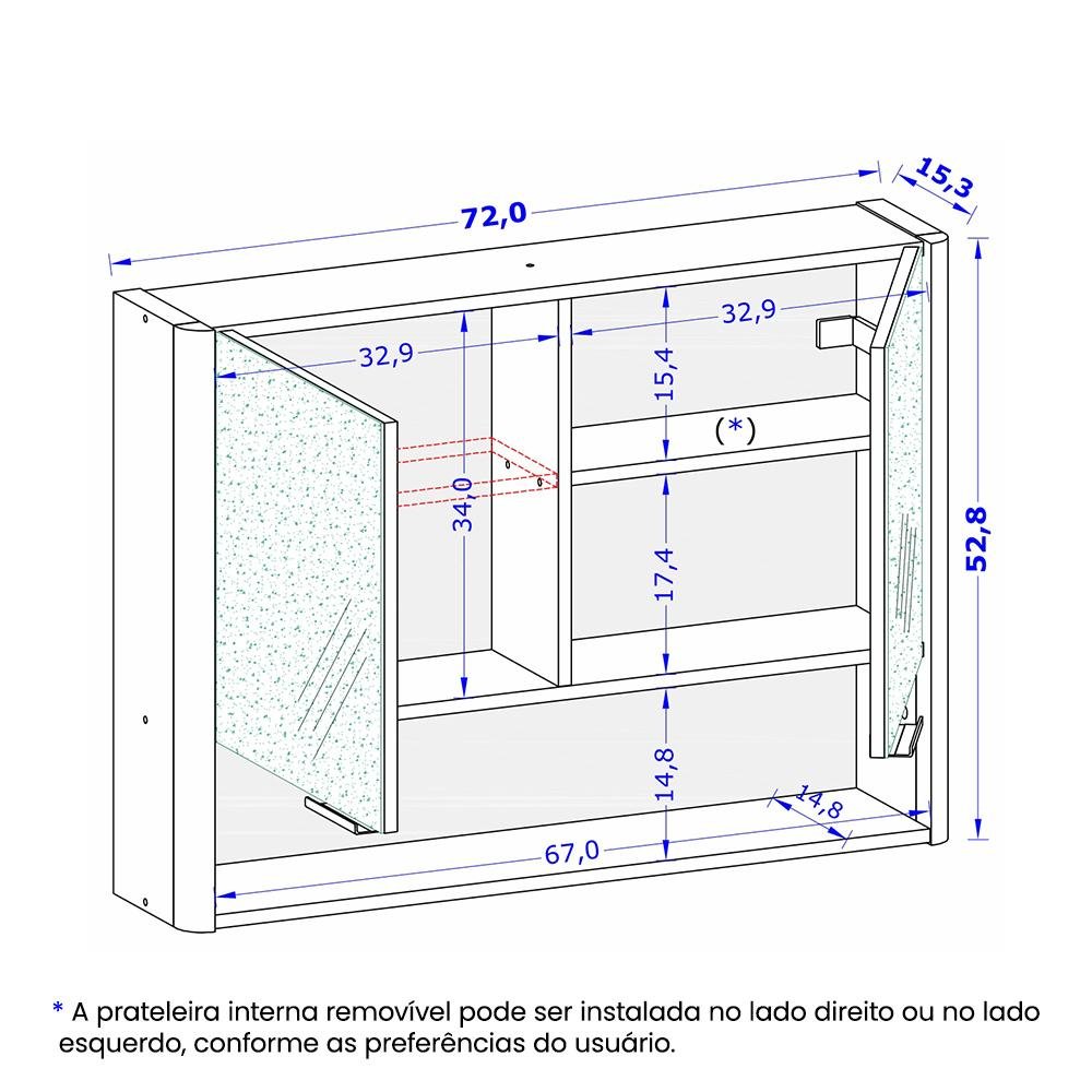 Espelheira Santorini para Banheiro com 2 Portas e Nicho Titanium/naturale - 4