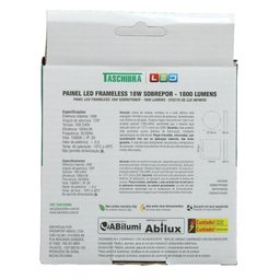 Painel de Led Quadrado Frameless para Sobrepor 6500k 18w Taschibra - 5