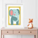 Ver imagem 1 de Quadro Infantil Safari Elefantinho- 60x48cm:moldura Branca