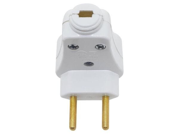 Plugue Pino Macho Prensa Cabo 90º 2p 10A 250v Nbr Branco - 60 Unidades - 4