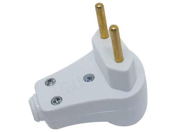 Plugue Pino Macho Prensa Cabo 90º 2p 10A 250v Nbr Branco - 60 Unidades - 3