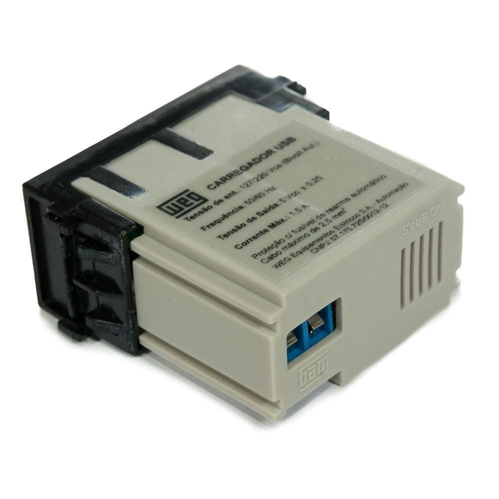 Módulo Tomada Carregador USB Refinatto 127/220v Weg Preto - 3