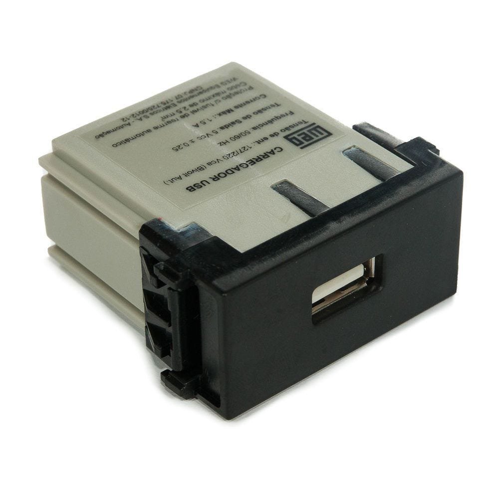 Módulo Tomada Carregador USB Refinatto 127/220v Weg Preto - 2