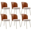Ver imagem 1 de Kit 6 Cadeiras Sala de Jantar Estofada Gavi Arena L02 Couríssimo Camel Bouclê Creme Lyam Decor